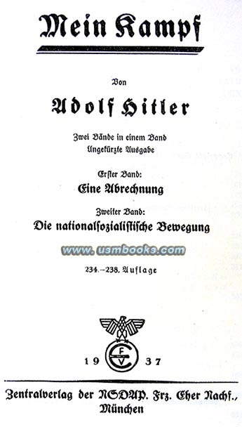 Mein Kampf, Adolf Hitler, Zentralverlag der NSDAP 1937